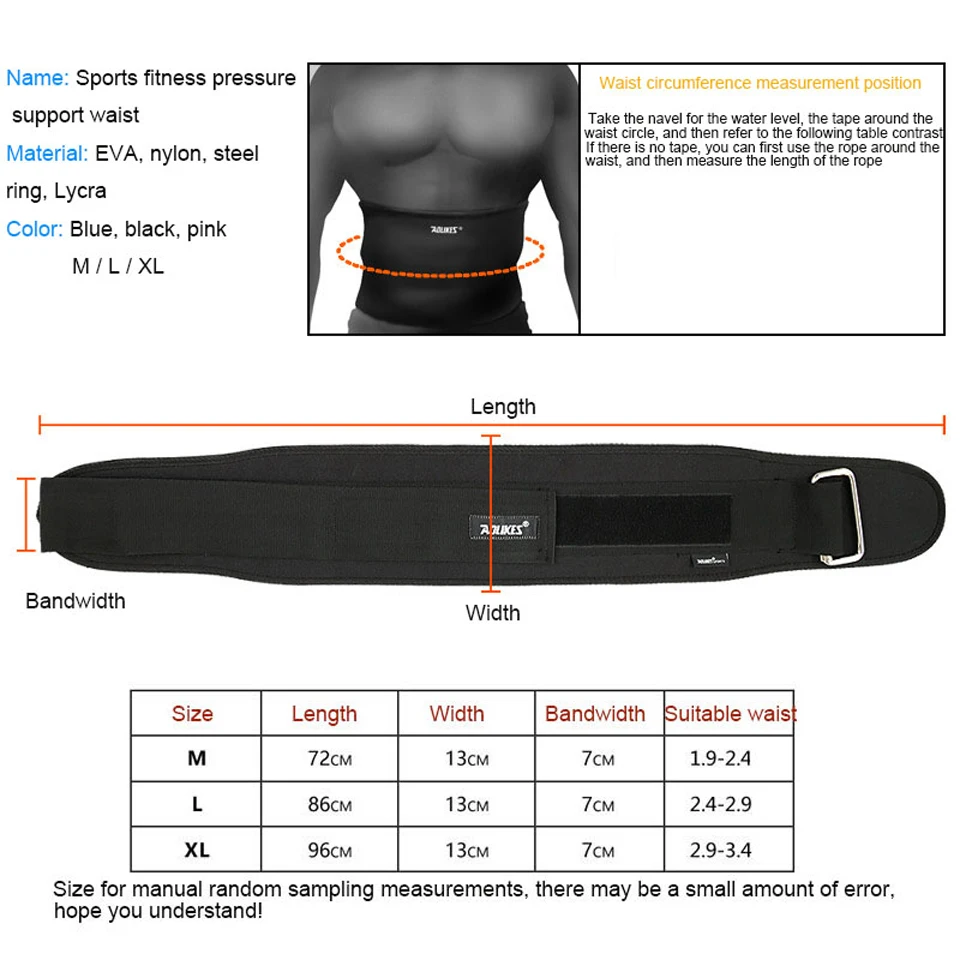 AOLIKES по бегу спортивный пояс с Поддержка приводного ремня Фитнес тренажерный зал