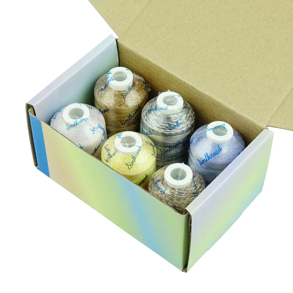 Simthread Полиэстеровая разноцветная вышивка машина резьба 6 видов цветов/комплект