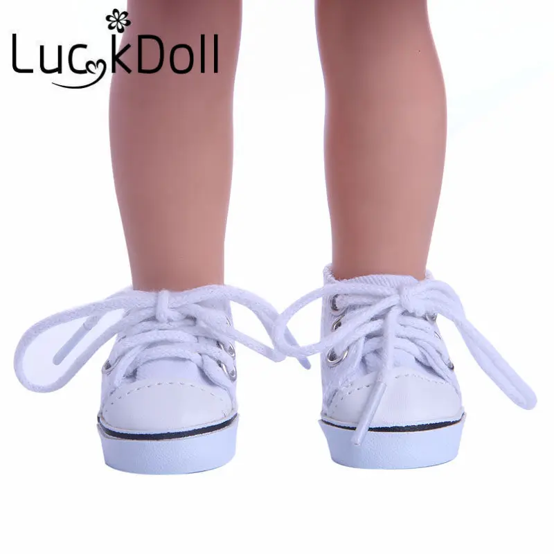 LUCKDOLL/парусиновая обувь с ремешками однотонная подходит для кукла длиной 14 5 дюйма
