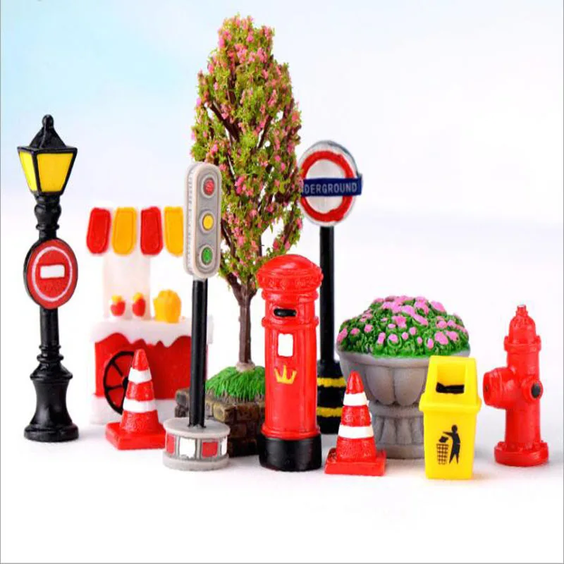 Уличный знак уличный фонарь пожарный ящик мусорный бак Цветочная кровать