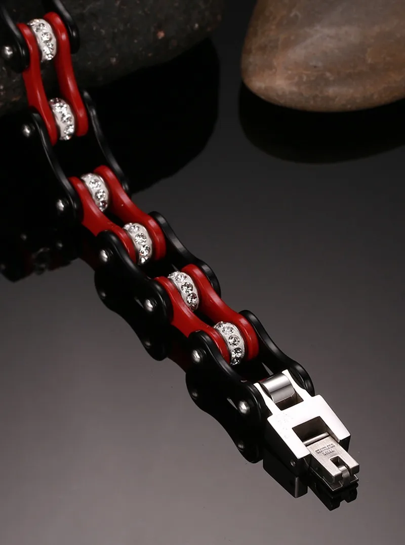 Рекомендуемый классический красный и черный велосипедный мужской браслет с