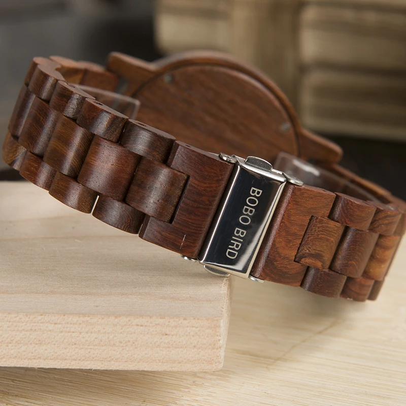 Бобо птица WM10 деревянный Часы красный сандал случае Весы циферблат redwood группа