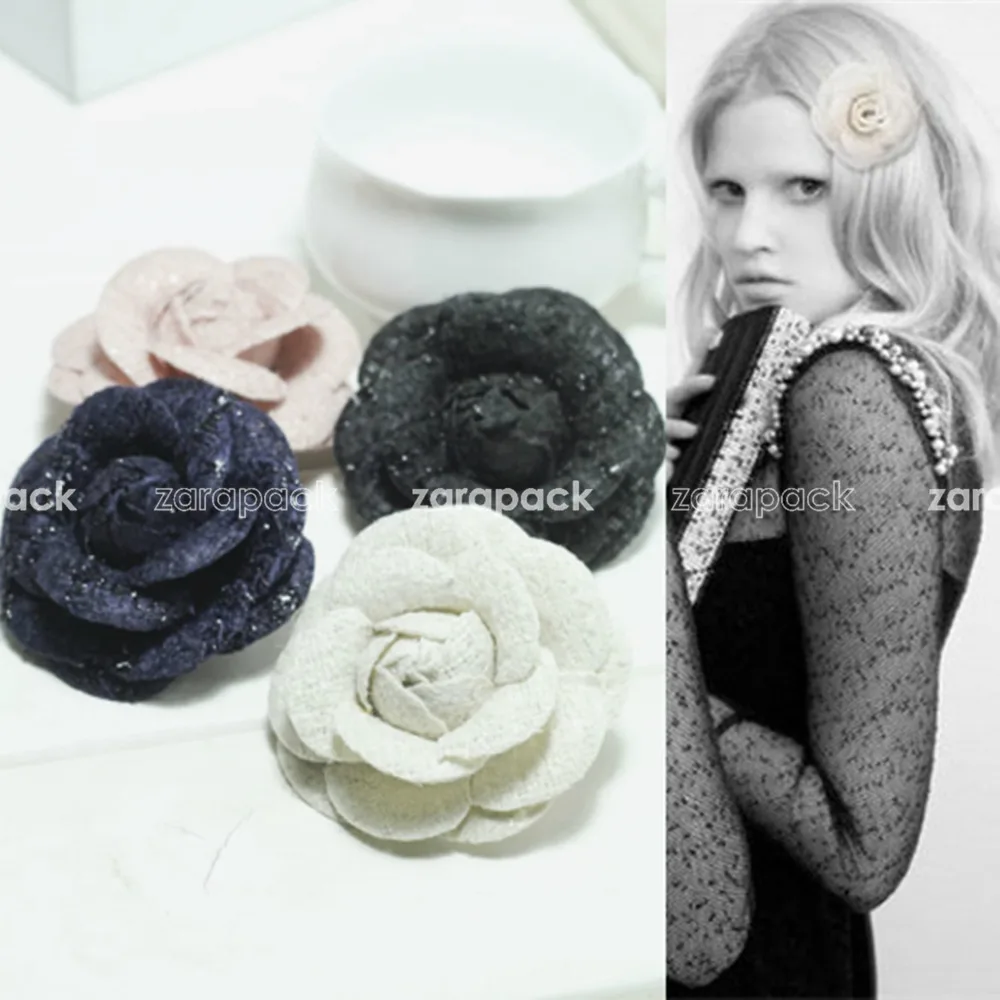 Новый Дизайнерский Бренд Класса Люкс Элегантный Твид Камелия Цветок Контактный