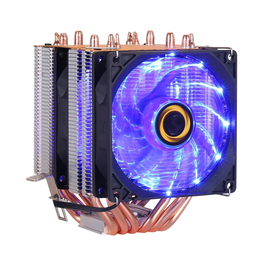 6 тепловой трубы RGB Процессор радиатор охлаждения 3PIN 4PIN 2 вентилятор для Intel 1150 1155