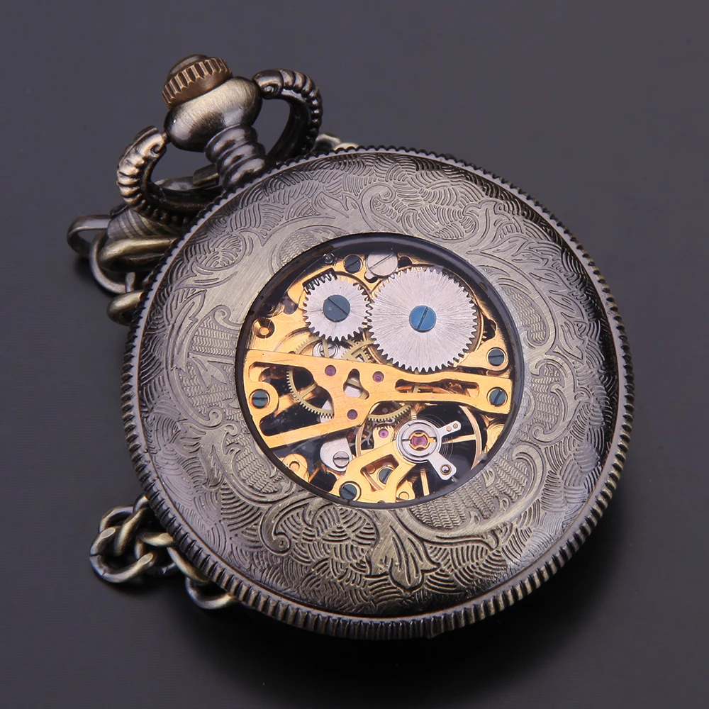 Forsining Новинка 2017 года Классический Скелет Механические карманные брелок часы Для