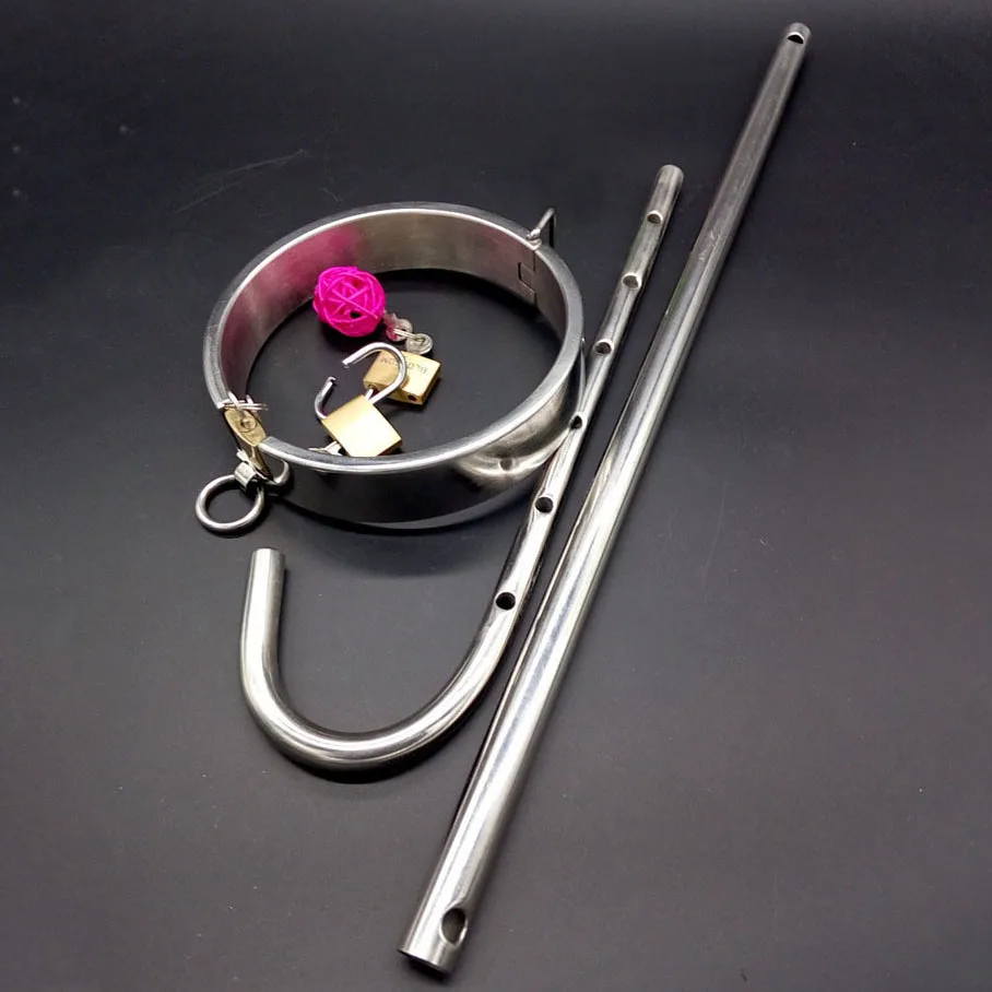 Горячее качество нержавеющая сталь БДСМ бондаж шейный воротник анальный крючок