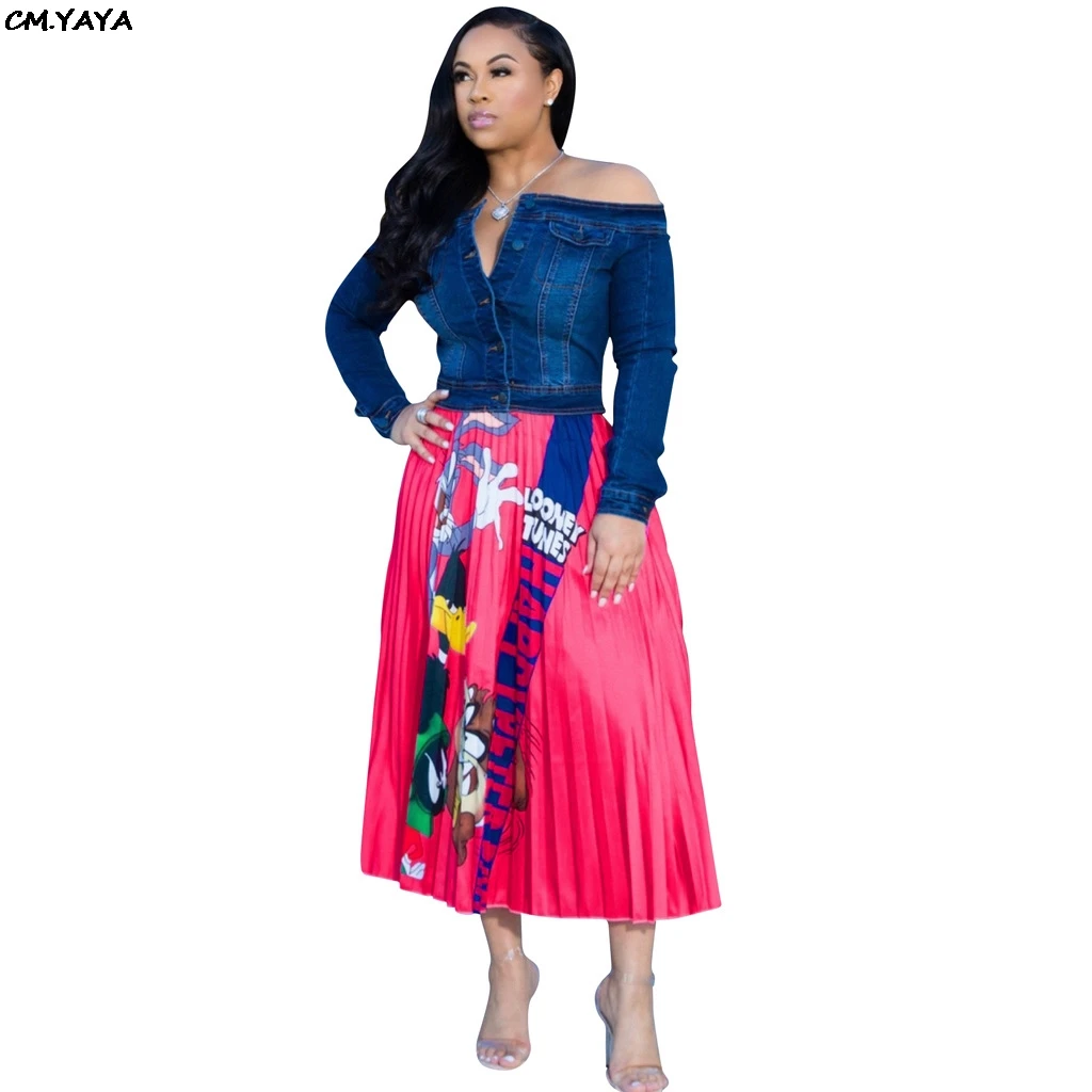 Новинка 2019 года женские винтажные плиссированные юбки до середины икры с принтом