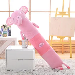Pink elephant Подушка для ног с мультяшными животными, спальный компаньон, плюшевый круглый длинный зоо, ферма, животное, корова, слон, единорог, 90 см/140 см - Цвет: Pink elephant