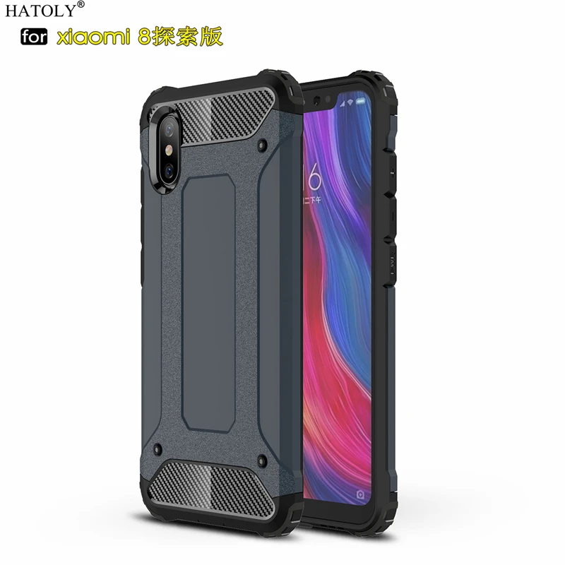 Чехол HATOLY для Xiaomi Mi8 Explorer тяжелый армированный тонкий жесткий резиновый чехол