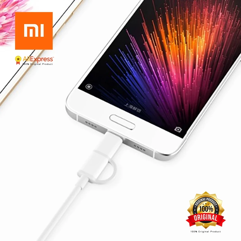 Оригинальный кабель Xiaomi 2 в 1 Micro USB Type C для быстрой синхронизации данных TypeC