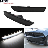 ijdm smoked lens front side marker lamps with 27 smd amberwhite led lights for 2010 2014 ford mustang front bumper