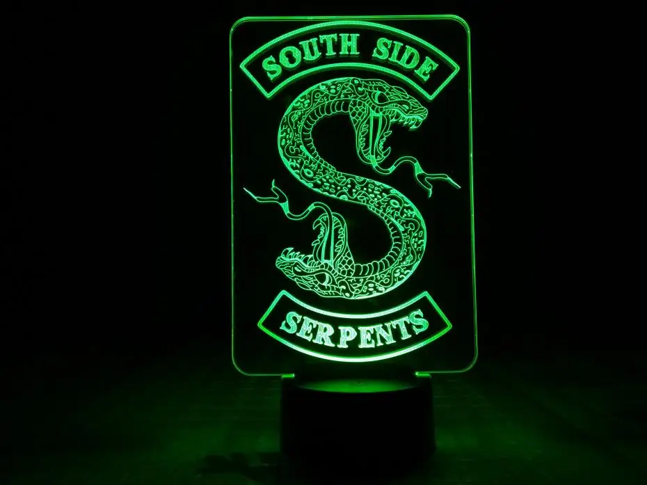 Значки ривердейл Змеиный Логотип Ночной светильник светодиодный Southside Serpents вывеска для декора вещей ривердейл аксессуары подарок настольная лампа для спальни