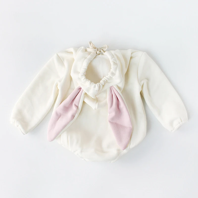 2018 г. Одежда для мальчиков и девочек милый зимний комбинезон с заячьими ушками