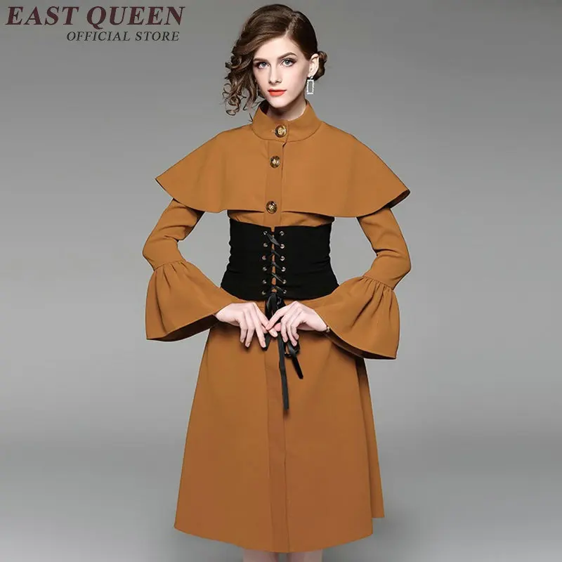 

European style women tunic sheath overcoat elegant women business casual clothing flare sleeve tight dresses KK1710 HQ