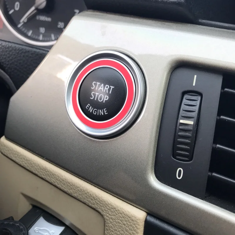 Алюминиевая кнопка включения и остановки двигателя автомобиля красное