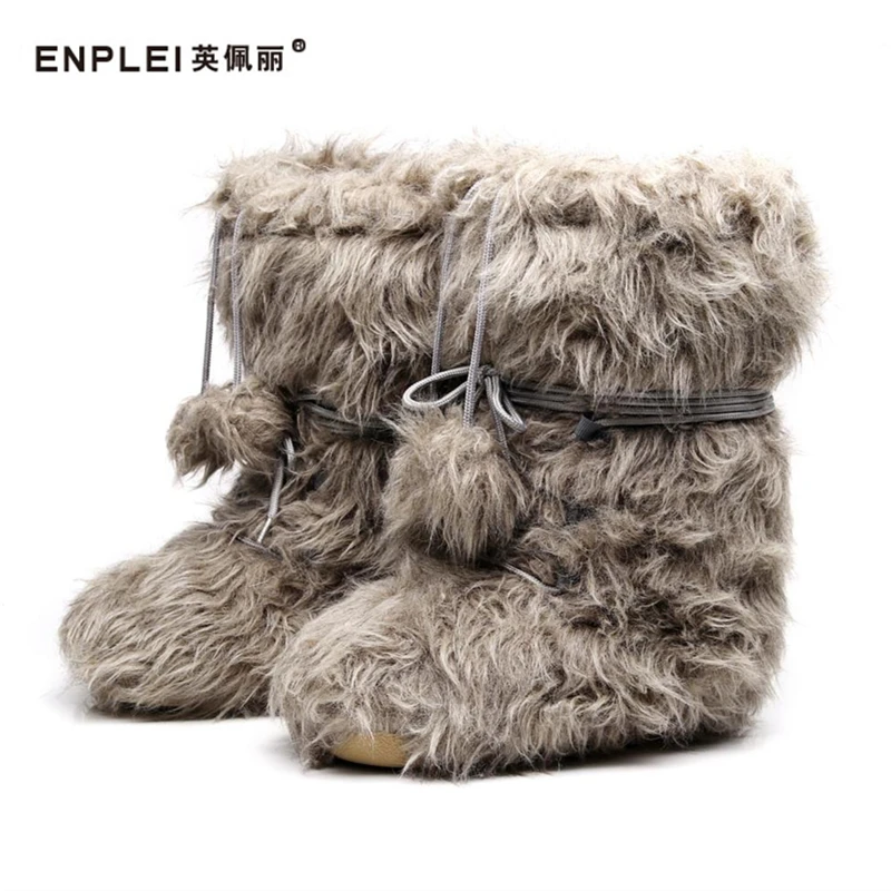 ENPLEI/зимняя обувь женские лыжные ботинки сапоги с защитой от холода теплая
