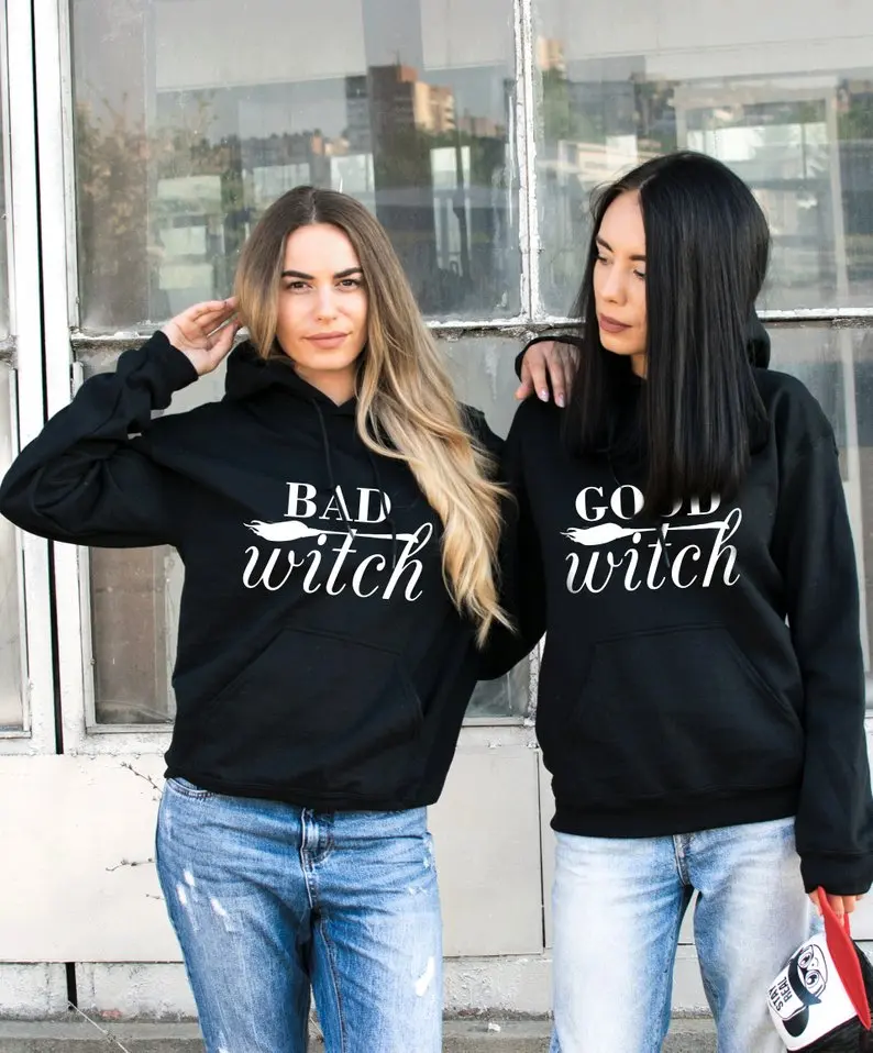 Skuggnas Хорошая ведьма Плохая Ведьма BFF Хэллоуин толстовки для всей Толстовка Best friend