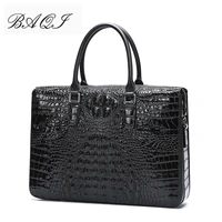 baqi men briefcase bag handbags crocodile pattern cow leather man shoulder messenger bag password lock men computer business bag