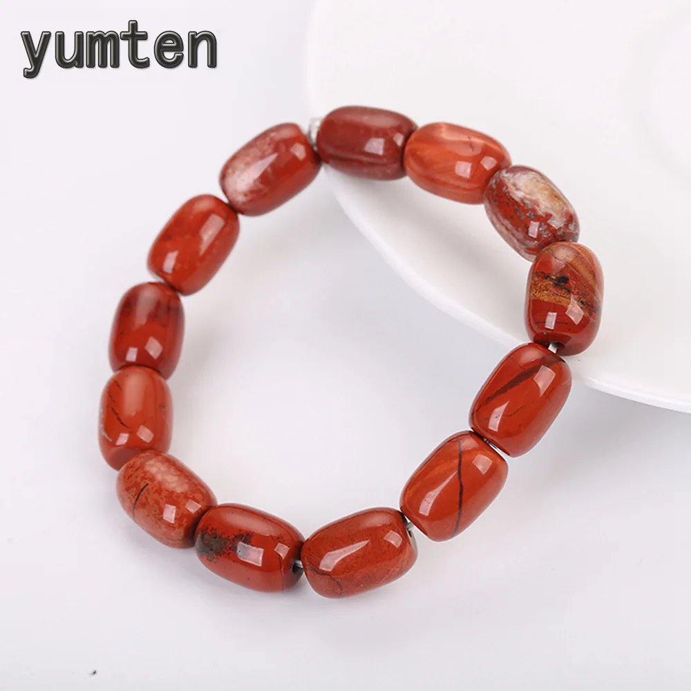 YUMTEN Red Jasper Хрустальный Браслет с бусинами в форме ведра Pierre Naturelle Femme натуральный