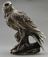 exquisite chinese collectible decorate old handwork tibetan silver eagle on tree box statue