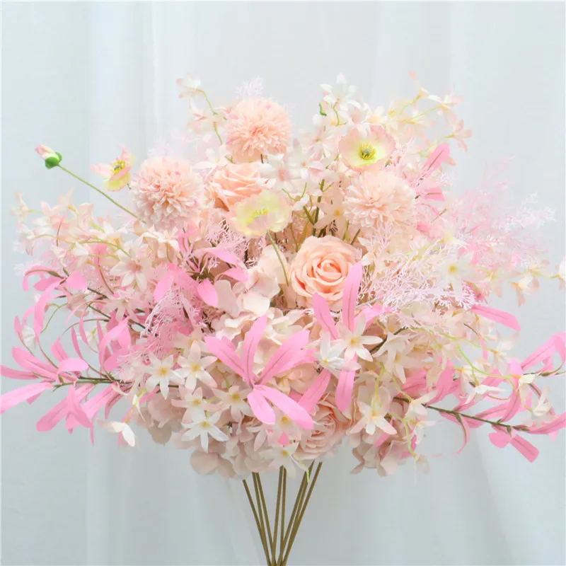 A2 pink Искусственный лист эвкалиптика смога ветка цветочный шар для свадьбы Арка ряд цветов обеденный стол декор дома отель Добро пожаловать дорога свинец - Цвет: A2 pink
