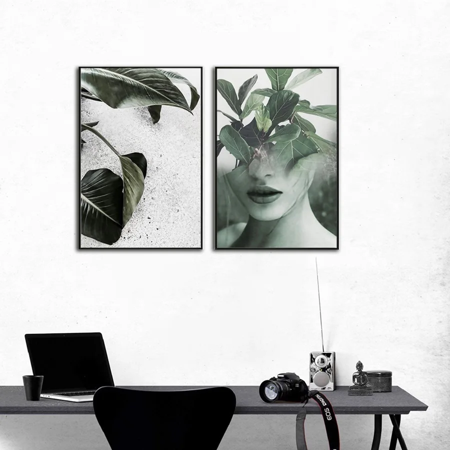 Скандинавские минималистичные листья 2 шт. декоративные картины на стену