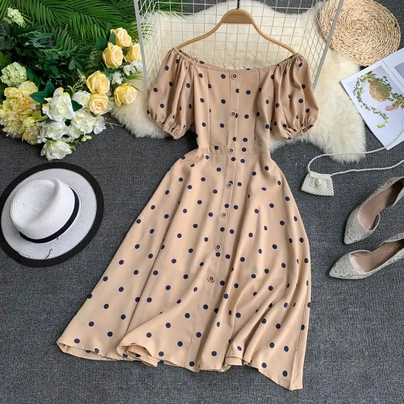 REALEFT 2019 New Arrival Off the Shoulder Women Dress Elegant Dot Print Slash Neck High Waist Summer Sexy Party Beach Dresses | Женская