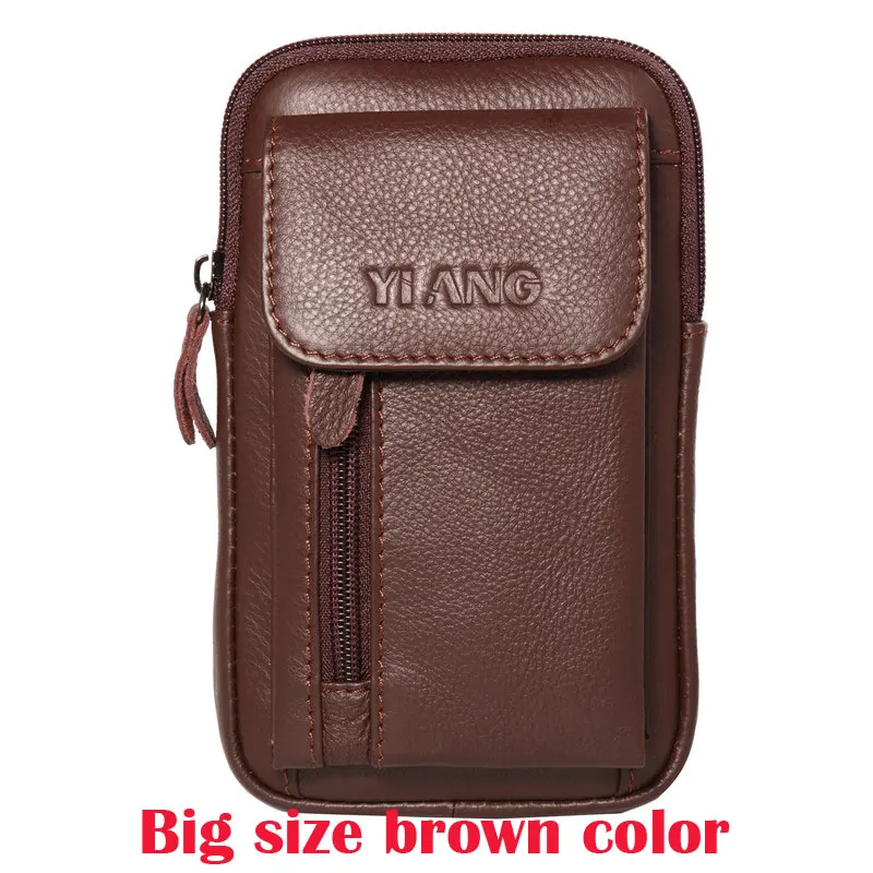 Big Brown YIANG модная мужская сумка из натуральной кожи для сигарет, поясная сумка, маленькая сумка для денег, карман для телефона, поясная сумка на плечо - Цвет: Big Brown
