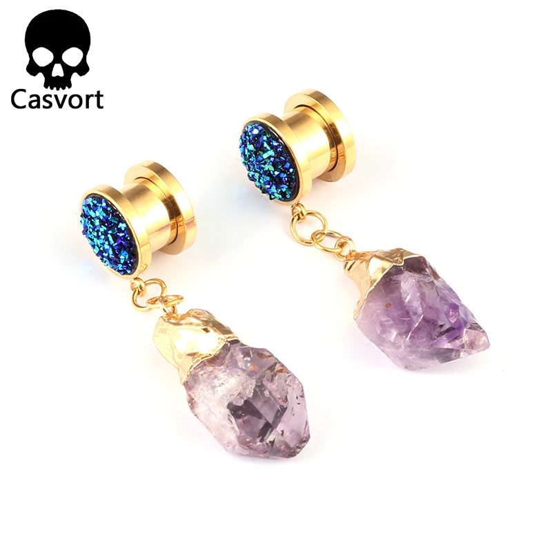 Новые асимметричные затычки Casvort с драгоценными кристаллами для ушей туннель из