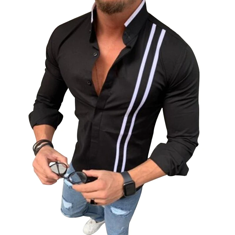 Men's Casual Business Shirts Long Sleeve Luxury Brand Minimalist Solid Color Cotton Long Sleeve High Quality Males Social Shirts