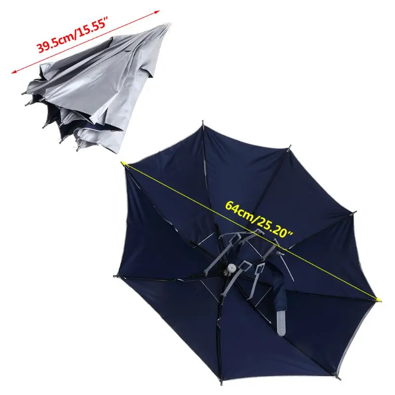 Outdoor Umbrella Hat Fishing Rain Sun Protection Hands Anti-rain Anti-UV Portable Travel Sports Hiking Folding Adjustable Tackle | Спорт и