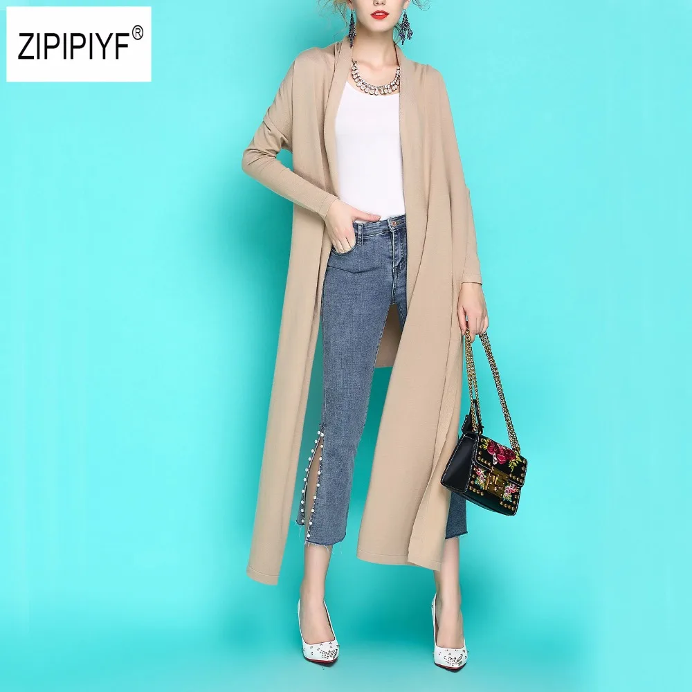 

2018 Autumn Spring Womens Open Stitch Irregular Trench Coat Long Cloak Overcoat Waterfall Cardigan Thin trench coat B1142