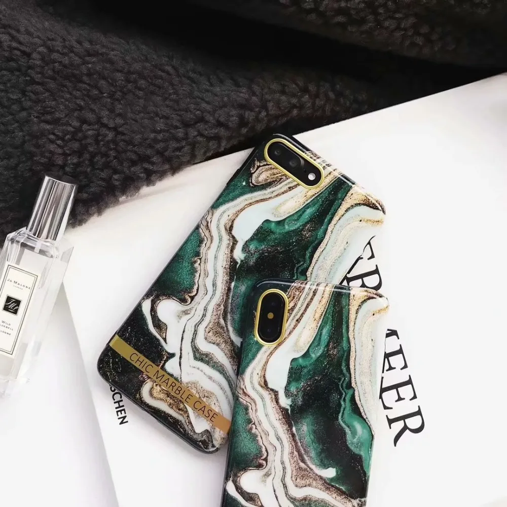 ORYKSZ For iPhone X 6 6S 7 8 Plus Luxury Marble Phone Case XR XS Max Gold Glossy Silicone Soft Cases Cover |