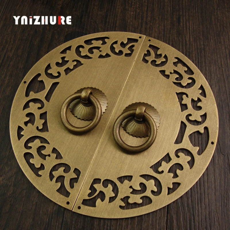 

15cm 20cm Chinese Antique Copper Cabinet Handle Furniture Copper Lock Ring Retro Cabinet Door and Window Drawer Handle