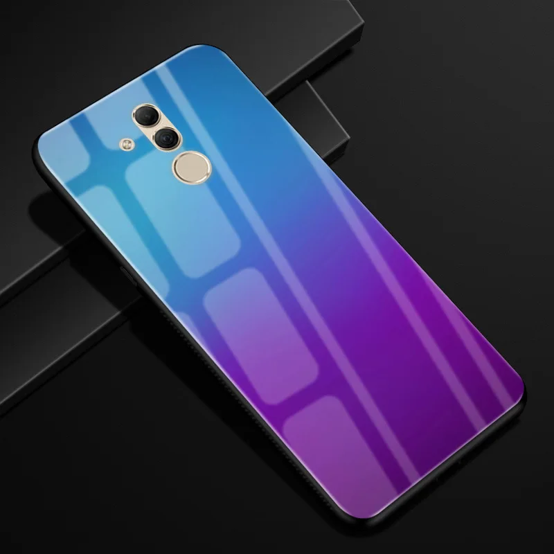 Для huawei mate 20 lite чехол Чехол из закаленного стекла для телефона черный ТПУ бампер чехол для huawei mate 20 lite стеклянная крышка mate 20 lite