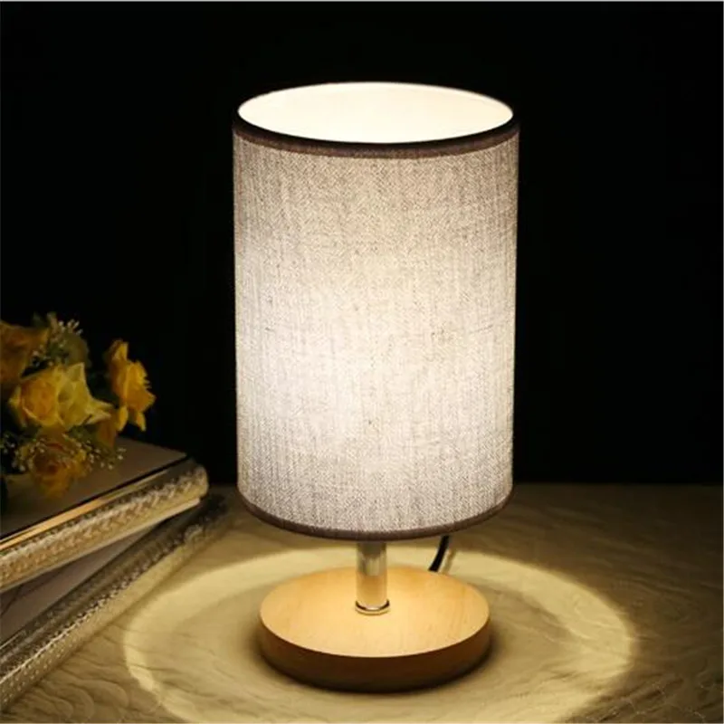 Modern Brief Fashion Fabric Wooden Table Lamp For Bedroom Bedside Bar Restaurant Led E27 Lights 1262 | Лампы и освещение
