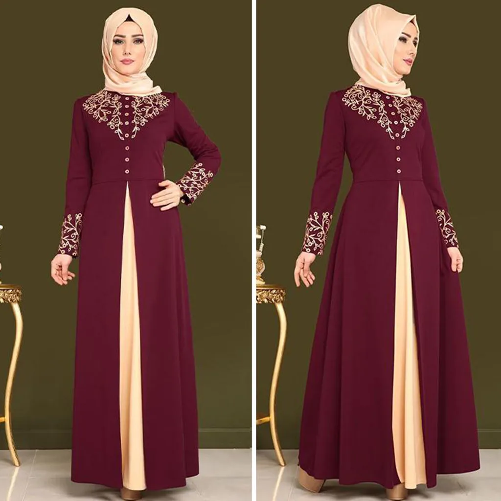 MyBatua Abaya с хиджабом Jilbab мусульманское платье макси женское из полиэстера простое