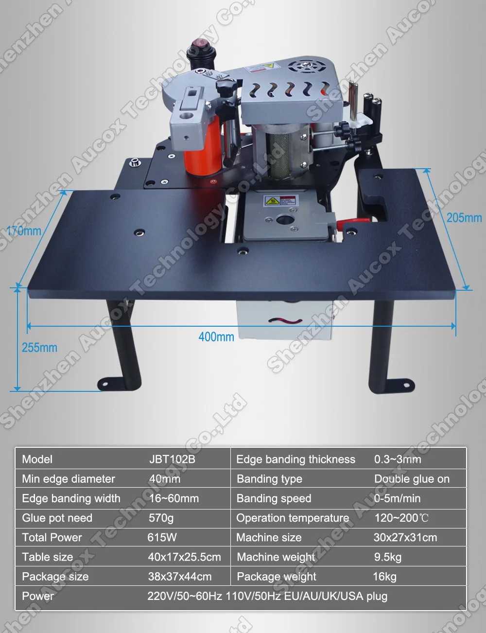 JBT102B двойной клей крышка портативный Кромкооблицовочный станок для прямой и конической