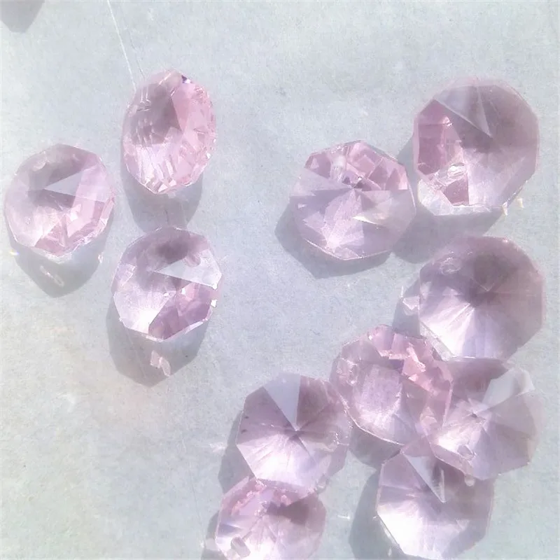Красота Стиль 100 шт 14 мм Розовый кристалл восьмиугольное стекло бусины в одно