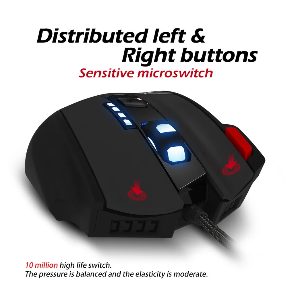 Для zelotes T-60 7200 dpi 7 кнопок USB СВЕТОДИОДНЫЙ цветной кабель игровая мышь и мыши overwatch
