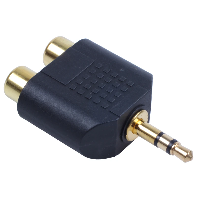 Новый 1/8 &quot3 5 мм Джек 2 адаптер RCA Y сплиттер стерео штекер 2x женский золотой