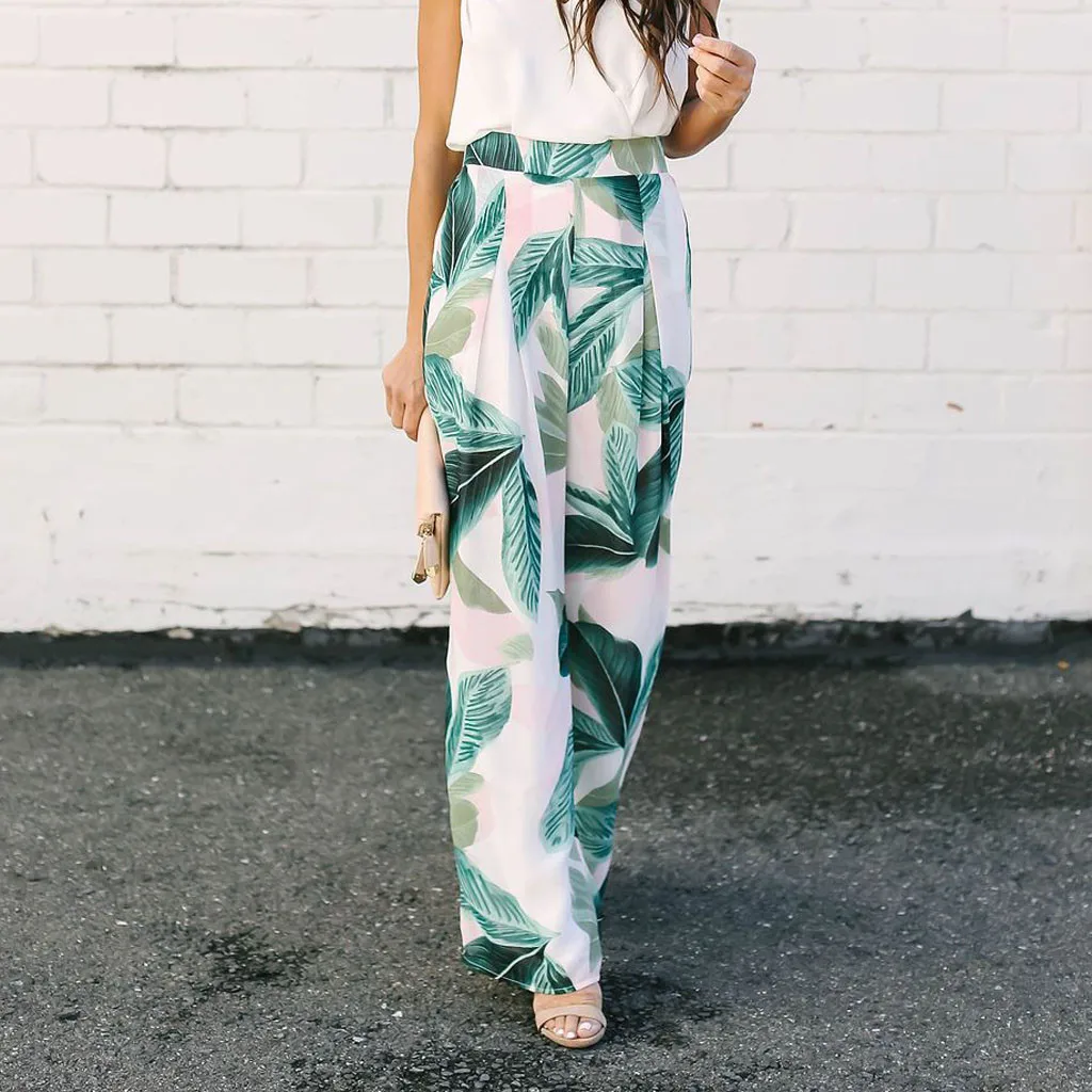 Женские летние широкие брюки больших размеров деловые повседневные свободные