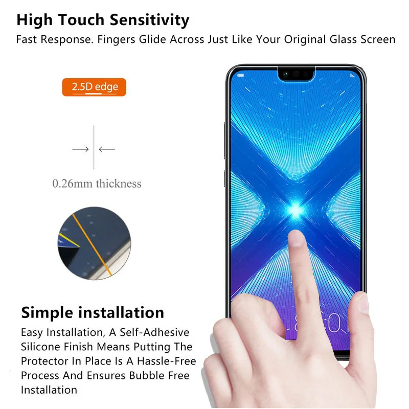 Закаленное стекло для huawei honor 7x 8x 8c 9 10 lite Защитная пленка экрана p10 p20 p30 pro защитная