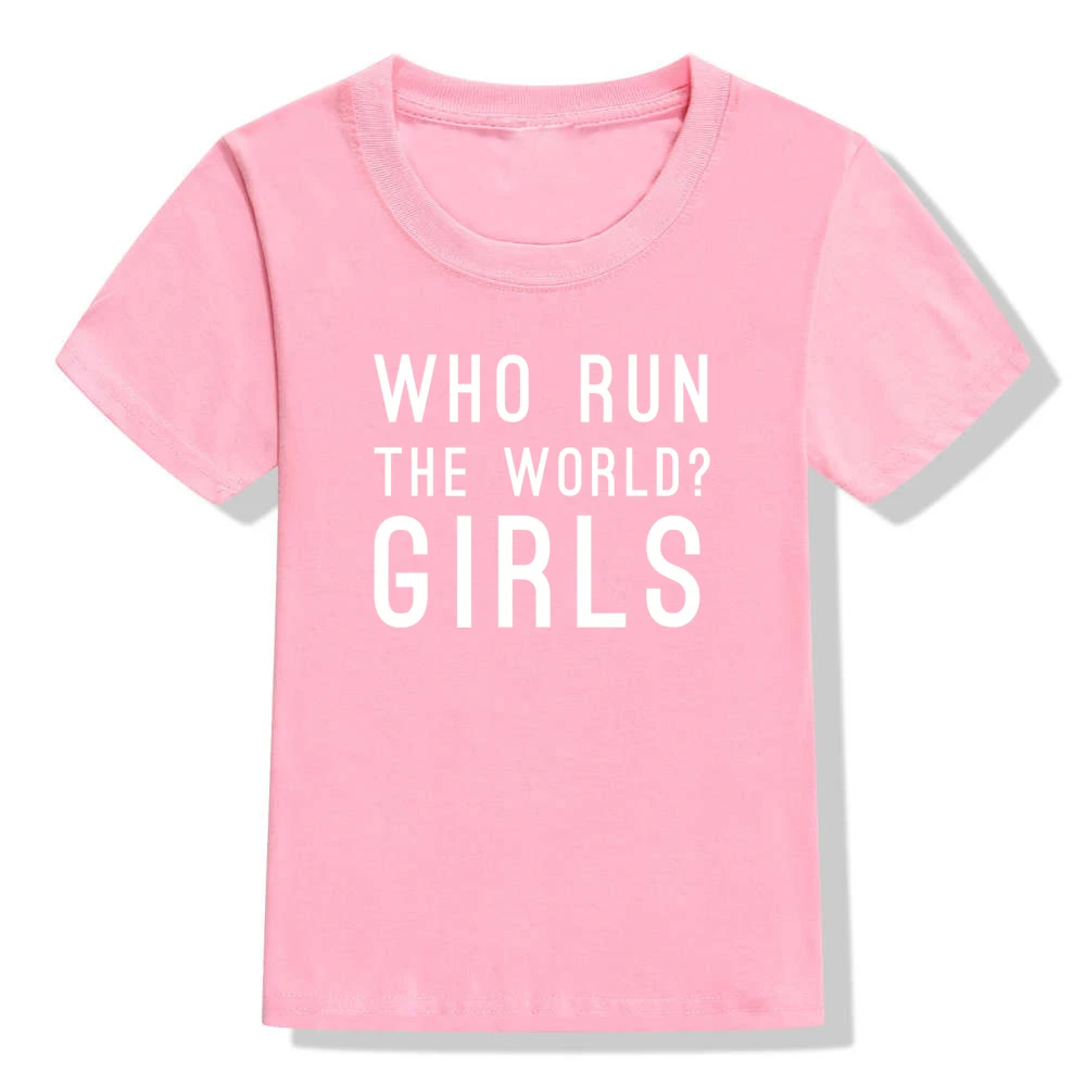 Who Run The World/повседневные футболки для маленьких девочек футболка для девочек с надписью «power» Феминистская рубашка забавная летняя футболка с короткими рукавами