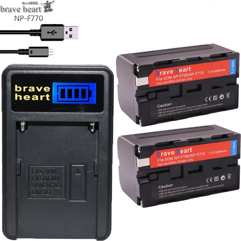 charger and 2battery 3 шт. 5299 мА/ч, NP-F750 NP-F770 Li-Ion Батарея+ светодиодный USB Зарядное устройство для sony NP F970 F960 ccd-tr917 ccd-tr940 ccd-trv101 ccd-trv215 - Цвет: charger and 2battery