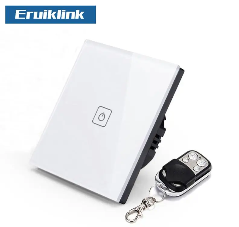 Eruiklink ЕС/Великобритания rf433 переключатель дистанционного управления умный дом настенный выключатель, беспроводной пульт дистанционного управления светильник переключатель, сенсорный выключатель 220 В - Цвет: 1gang Switch with RC