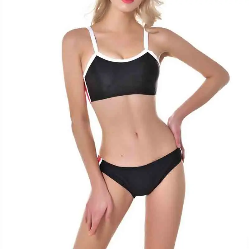 

Женское однотонное бикини с мягкими чашечками, разные цвета, топ с треугольным сплошным низом, купальный костюм