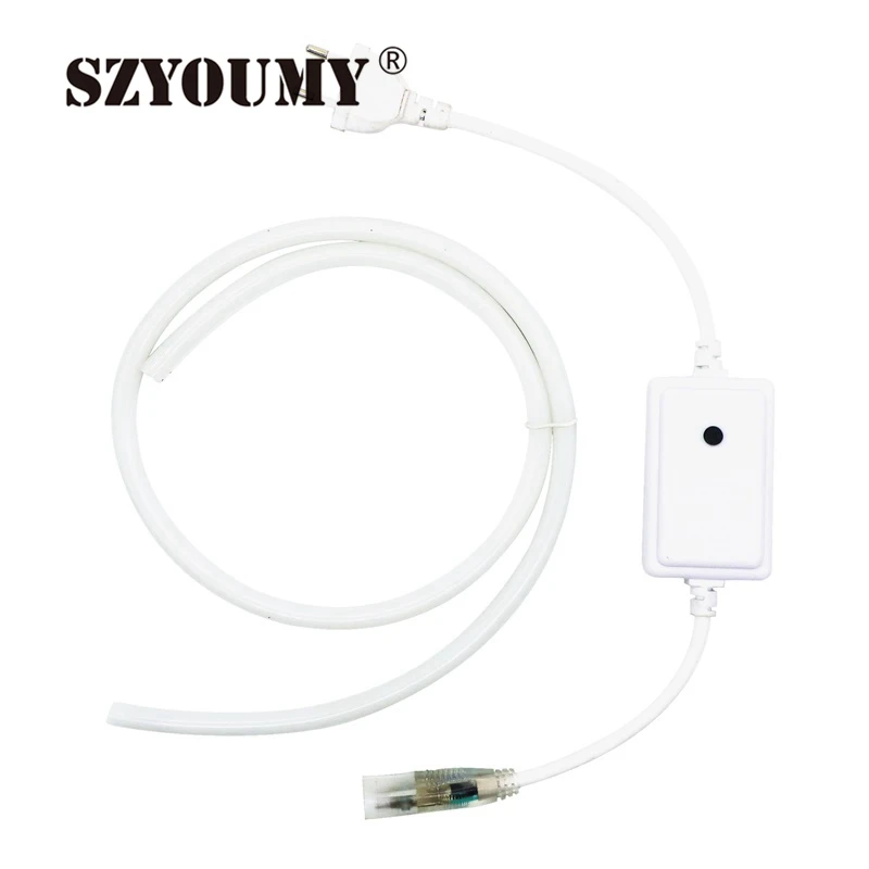 

SZYOUMY 220 в 12 В 5050 неоновая Светодиодная лента, гибкая гирлянда, 80 светодиодов/м, волшесветильник свет, IP67, водонепроницаемая, с разъемом питани...