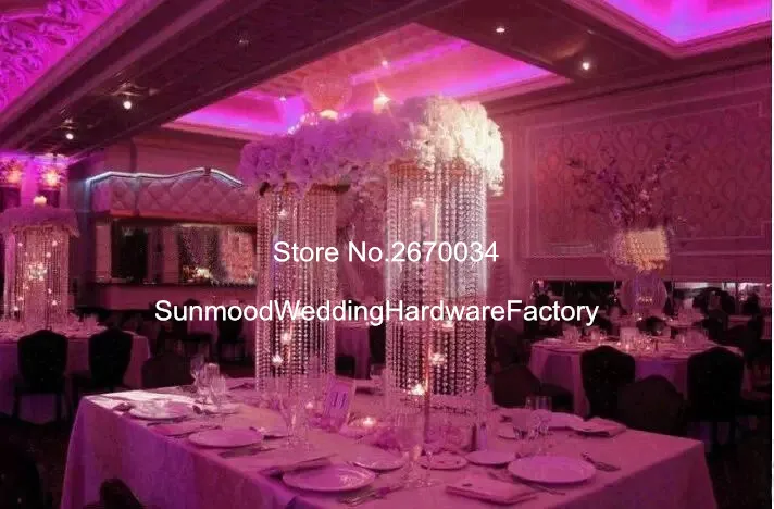tall sliver mental candle holders for weddings acrylic crystal holder table centerpiece with hangging | Дом и сад