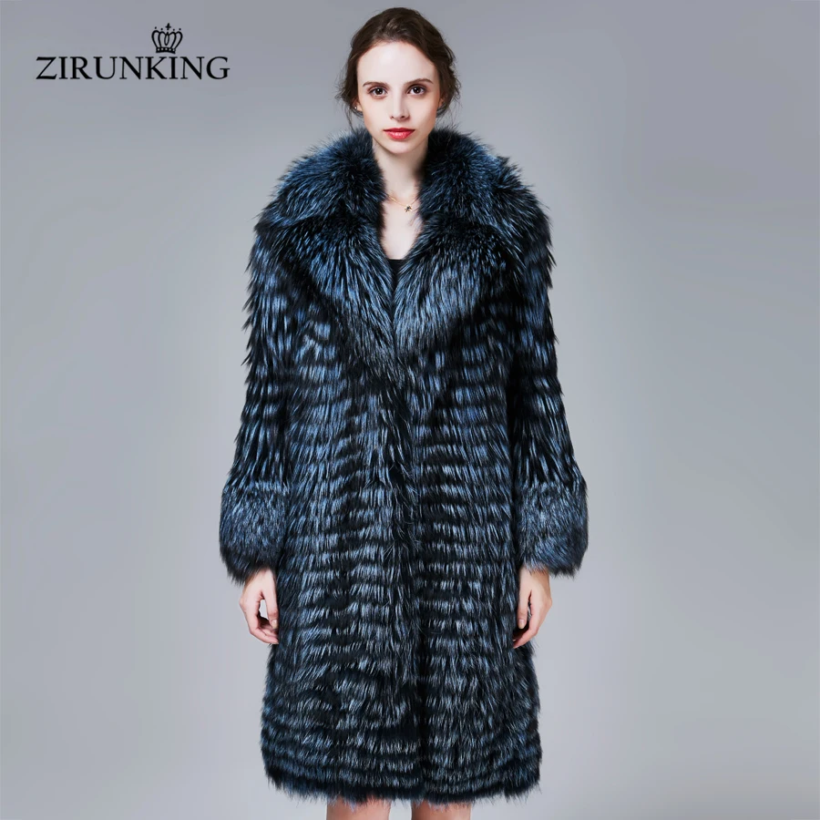 ZIRUNKING 2020 Осенняя теплая шуба из натурального Лисьего меха женские толстые модные